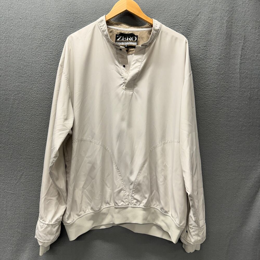 Vintage Zero Restriction Windbreaker Golf Jacket Pullover Cream Mens XL‎ USA